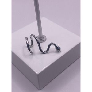 Green eyed snake sterling silver earring clip
